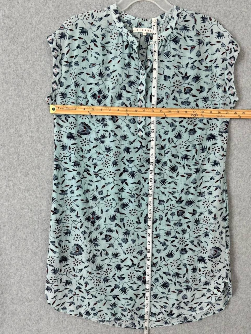 Xirena Shirt Dress Size XS Blue Floral Mini Coastal Beach Casual Resort Luxury - Picture 8 of 8